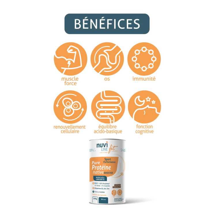 Protéine native whey isolat booster saveur chocolat nuviline