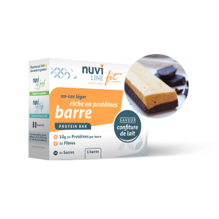 Barre confiture de lait, riche en protéines, réduite en sucre Nuviline