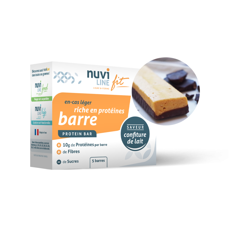 Barre confiture de lait, riche en protéines, réduite en sucre Nuviline