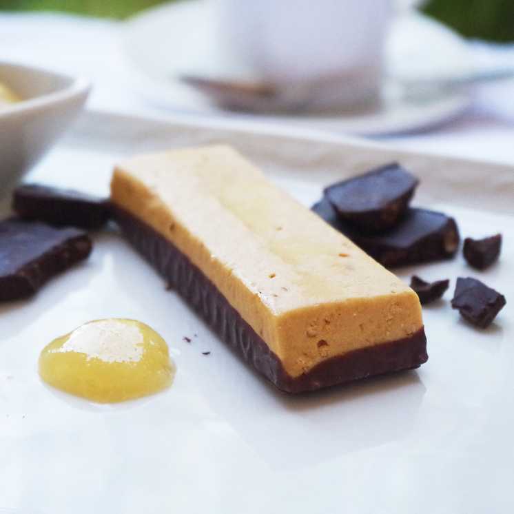 Barre confiture de lait, riche en protéines, réduite en sucre Nuviline