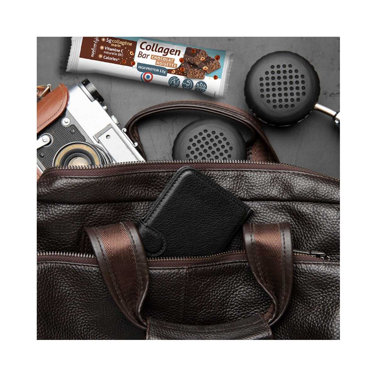 Barre collagène marin protéinée - Saveur chocolat-noisettes