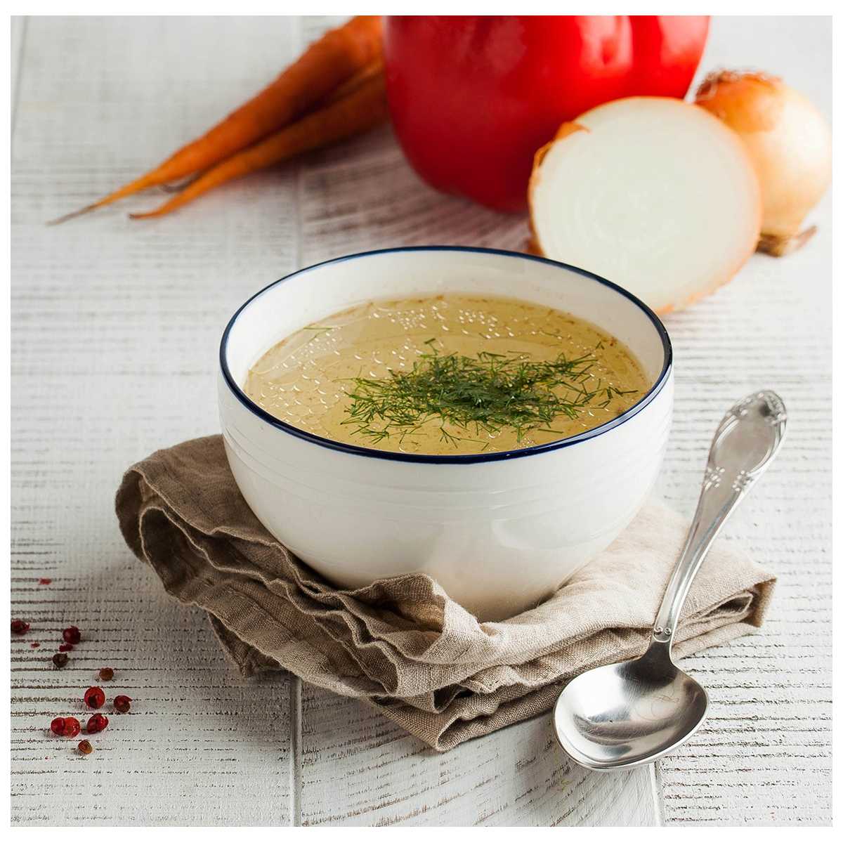 Bouillon de collagène marin aux légumes et curcuma