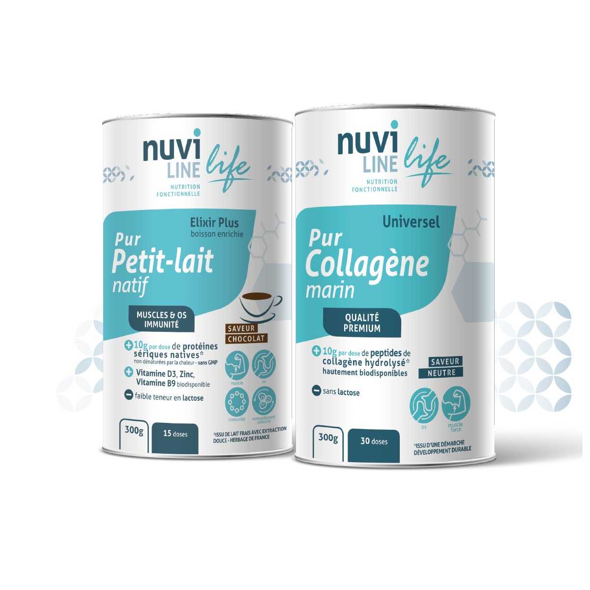 Collagène marin, protéine de lactosérum natives, vitamine D3 B9 et zinc, protection et immunité