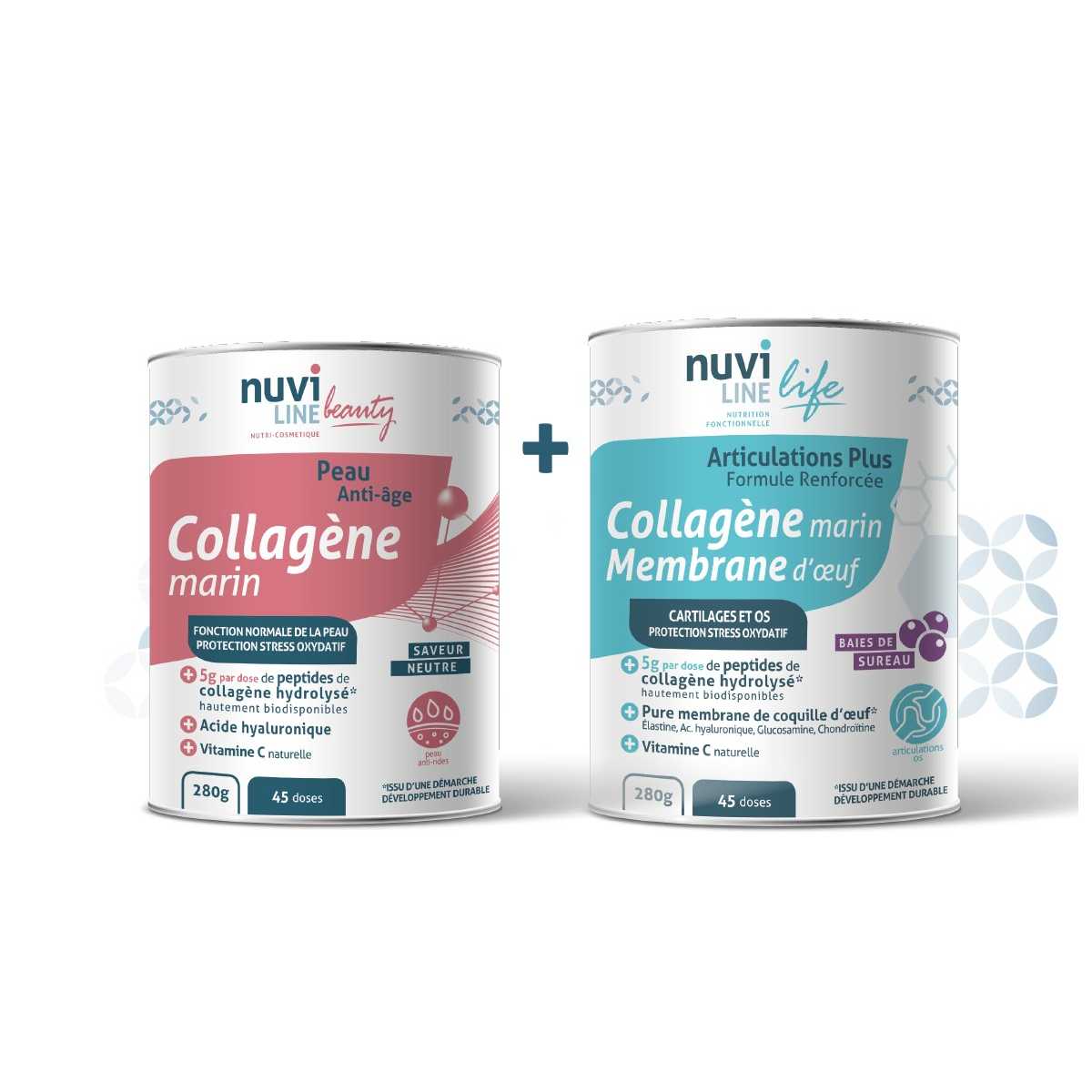 Pack Duo Repair collagène marin acide hyaluronique membrane d'oeuf articulations peau nuviline