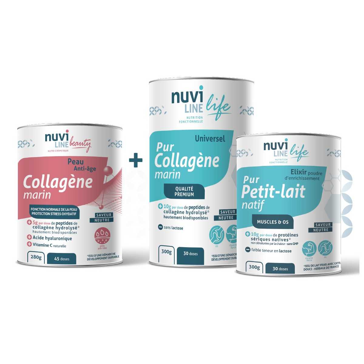 Pack Trio Protect Beauté collagène marin acide hyaluronique petit-lait