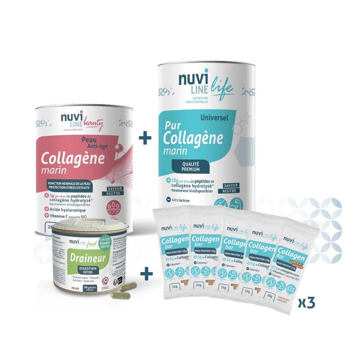 Pack Remise en forme collagène marin acide hyaluronique draineur