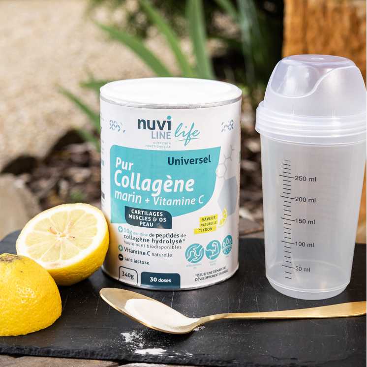Collagène marin pur avec vitamine C naturelle et goût citron
